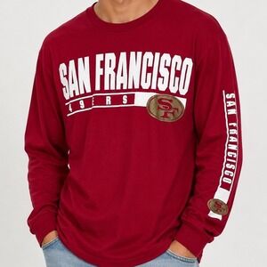 NFL Team Apparel Mens Red San Francisco 49ers Medium Long Sleeve Graphic T-Shirt